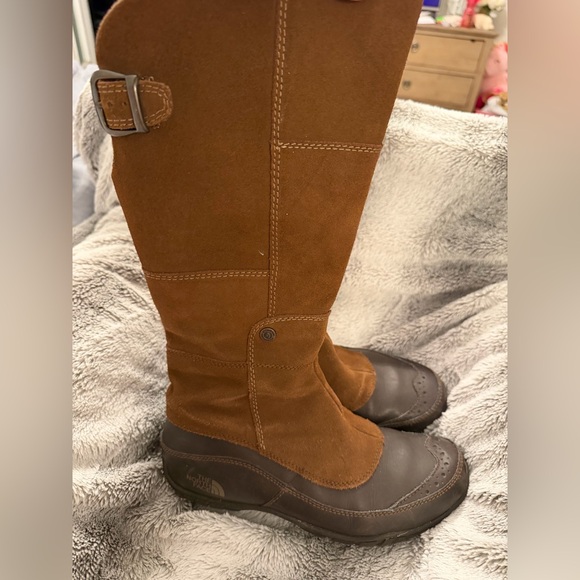 The North Face Brown Leather Tall Riding Hiking Winter Boots Size 7 - Picture 2 of 9